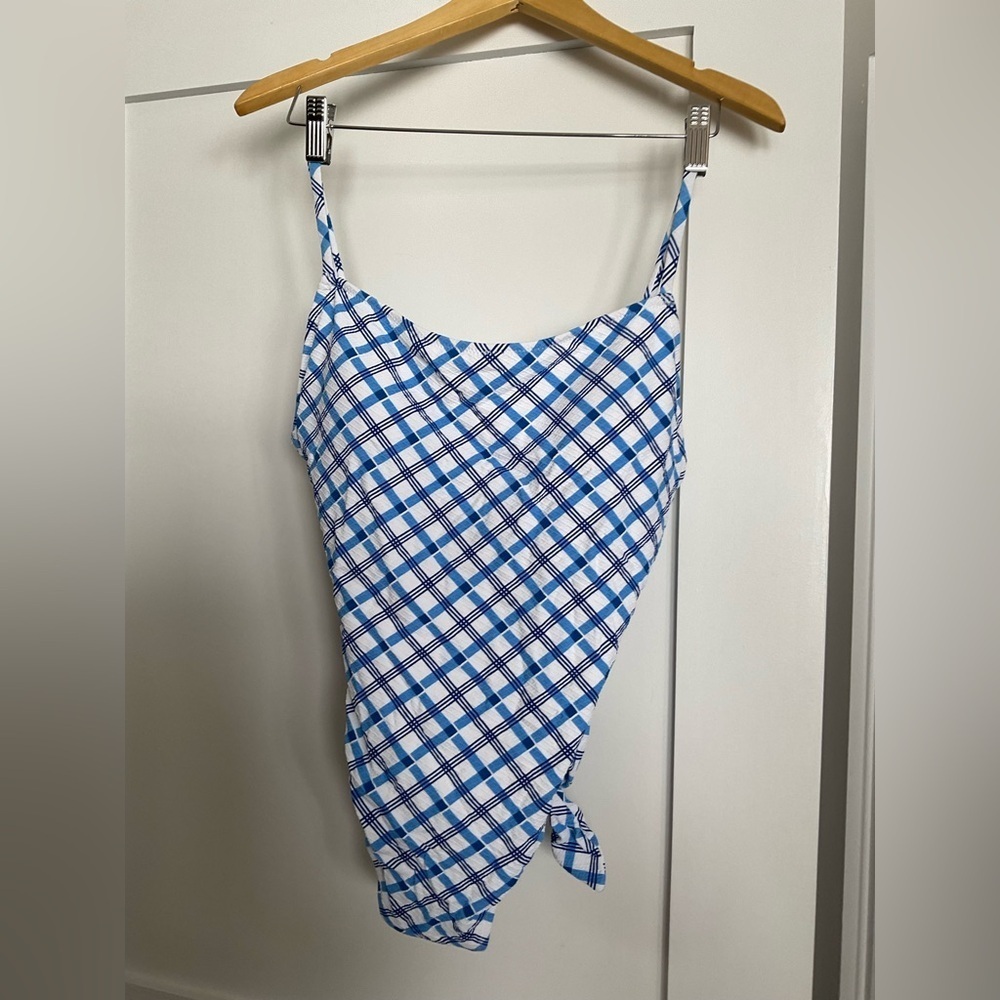 Jessica Simpson Blue Gingham One Piece Swimsuit | Size Large